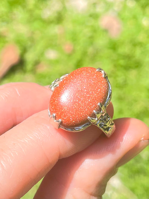 Vintage Goldstone & Silver Ring