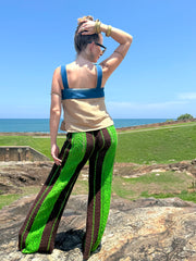 Seventies Sol Crochet Pants - Iresha Made In Coco-Green Color- Golden Retro Riviera Collection