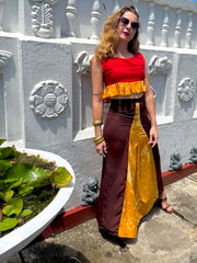 Sunset Muse Maxi Skirt
 - Upcycled Bamboo Silk Textile - Golden Retro Riviera Collection