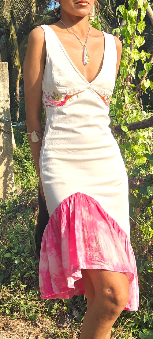 Birds Of Paradise Dress - Upcycled & Sri Lankan Artisanal - Paradise In The Village Collection