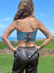 The Denim Bando Top - Upcycled Denim - Golden Retro Riviera Collection