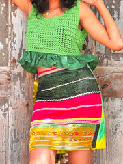 The Penelope Peplum Crochet Top - Medium - Lanka Tropicana Collection