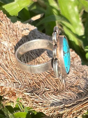 Vintage Native American Silver And Turquoise Pinky Ring