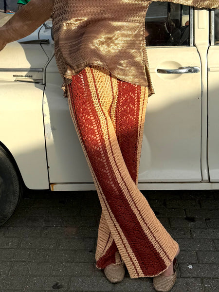 Seventies Sol Crochet Pants - Iresha Made In Disco Dunes Color- Made To Order