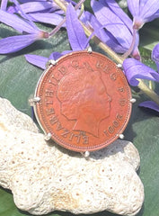 Vintage Coin Silver Ring - Authentic English Pence c. 2001 - Ring Made In Sri Lanka