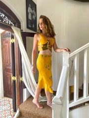 The Nina - Pencil Skirt With Shakira Hand Embroidery - Up-Cycled Collection