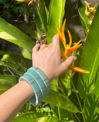 Galle Fort Bangles In Glistening Teal - Set Of Three