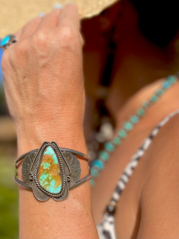 Vintage Native American Alvinia Zuni Turquoise Studs 1970s