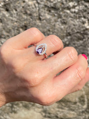 Amethyst & Cubic Zirconian Couronne .925 Silver Ring - Made In Sri Lanka - Kalumali Design