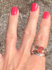 Vintage Afghan Hessonite Garnet & Silver Ring