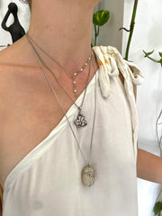 Pearl & Jade Silver Drop Necklace Made In Sri Lanka