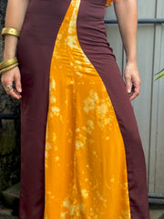 Sunset Muse Maxi Skirt
 - Upcycled Bamboo Silk Textile - Golden Retro Riviera Collection