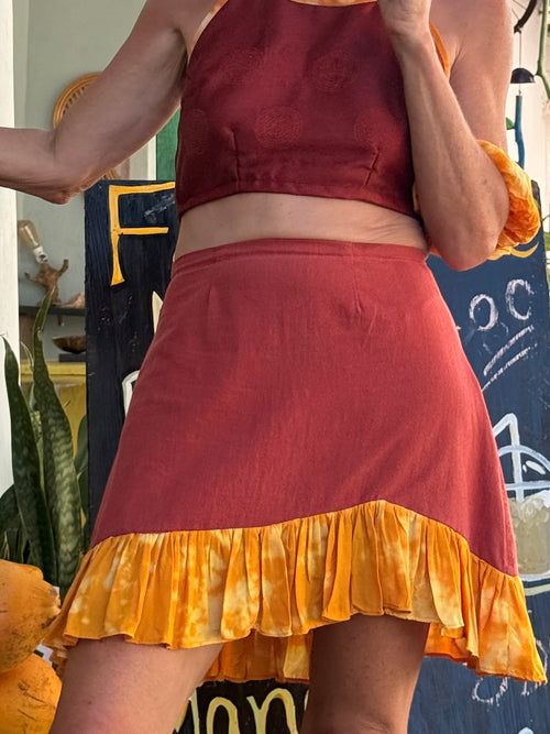 The Carmen Skirt - Upcycled - Golden Retro Riviera Collection