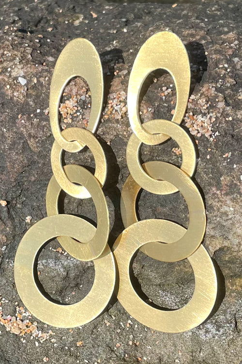 Bobo Gold Brass Dangle Hoops