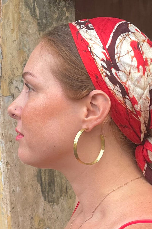 Bobo Textured Golden Brass Hoops