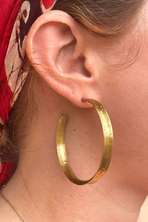 Bobo Textured Golden Brass Hoops