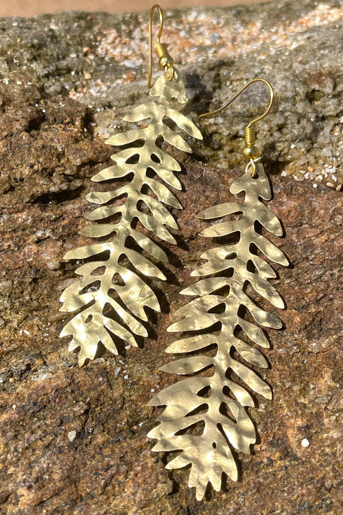 Bobo Gold Brass Leaf Earrings