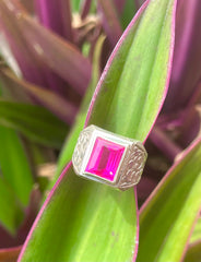 Vintage Afghan Silver And Pink Crystal Ring