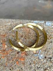 Bobo Textured Golden Brass Hoops
