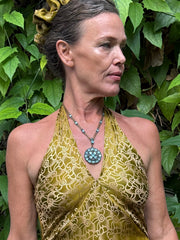 The Christina Halter Dress - Upcycled Saree Textile - Golden Retro Riviera Collection