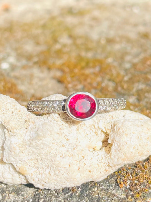 Sri Lankan Garnet & Silver Ring - Kalumali Design