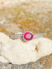 Sri Lankan Garnet & Silver Ring - Designed & Handmade by Kalumali