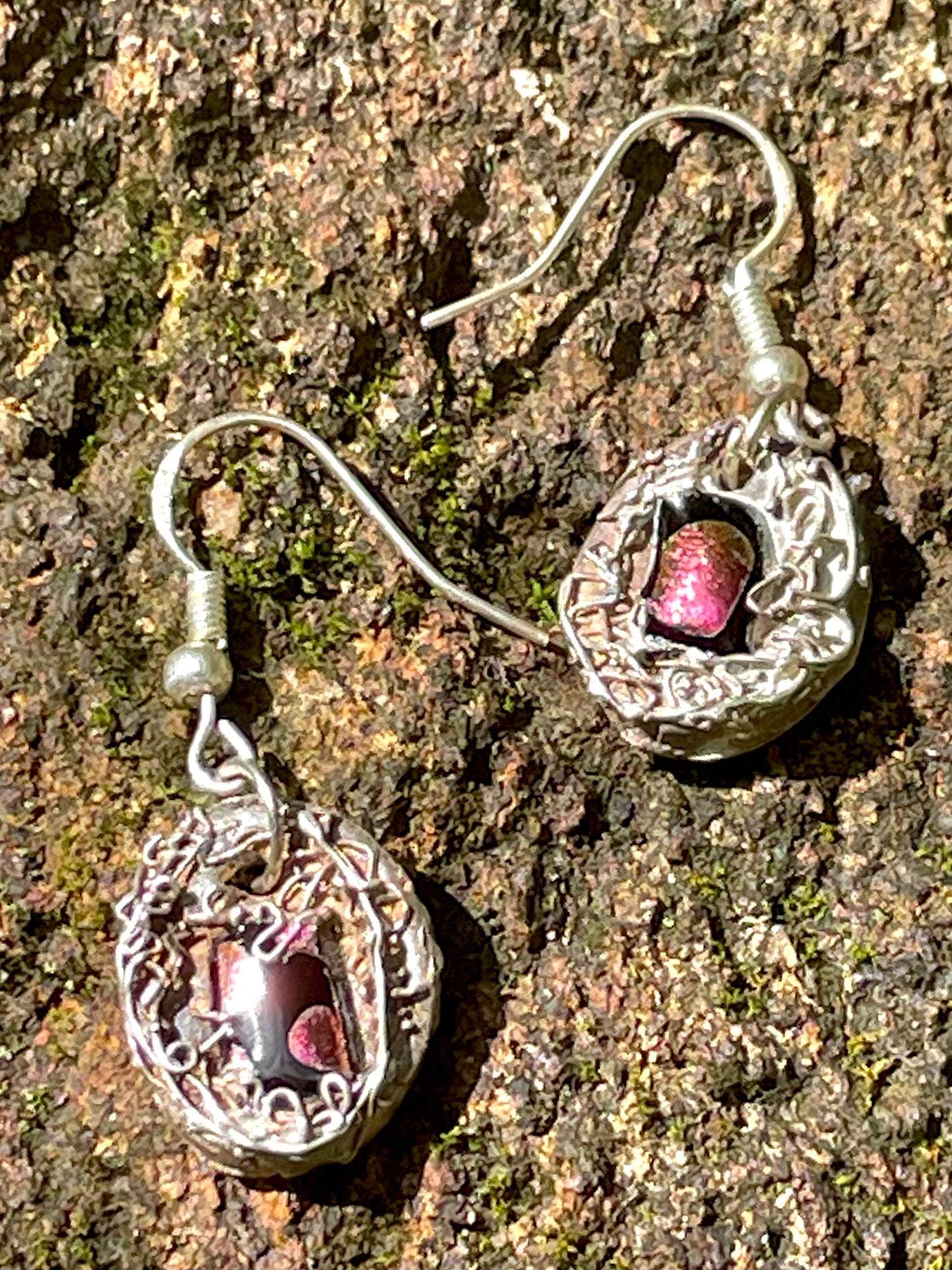 Wendy Molded Silver Glass Fusion Earrings