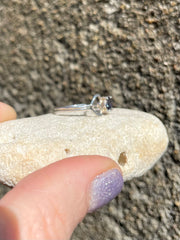 Sri Lankan Blue Spinel Silver Ring With Asymmetrical Heart Design - Made By Kalumali