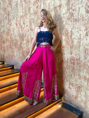 The Bobo Pant - Vintage Silk  Saree - Lanka Tropicana & Up-Cycled Collection