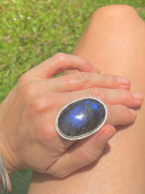 Sri Lankan Labradorite & Silver Ring - Made in Sri Lanka