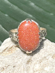 Vintage Afghan Goldstone & Sterling Silver Ring