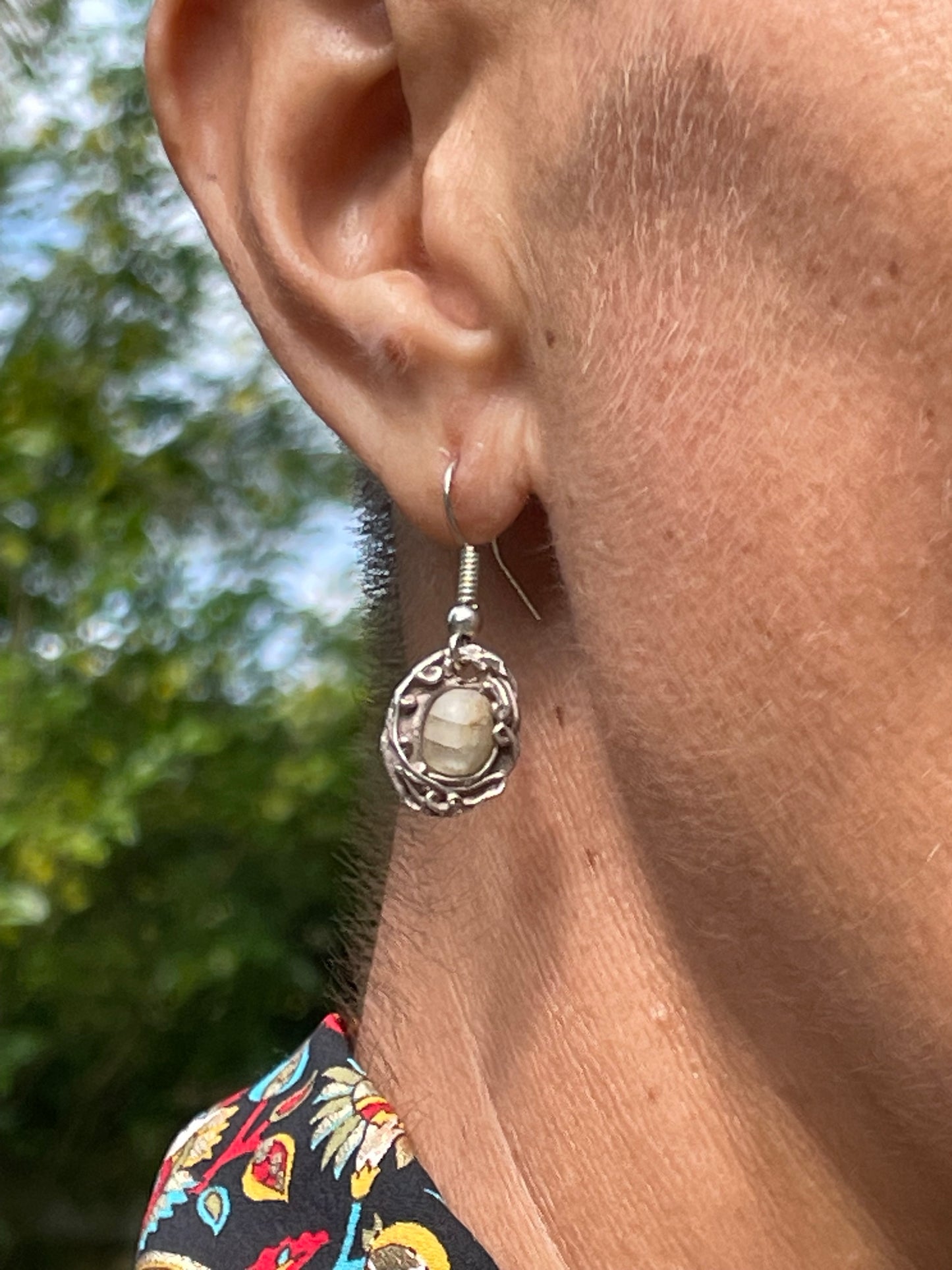 Wendy Molded Silver & Moonstone Earrings