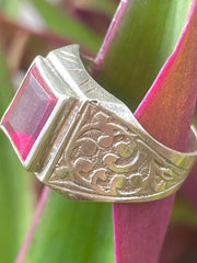 Vintage Afghan Silver And Pink Crystal Ring