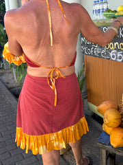 Mauve Halter Top - Upcycled - Golden Retro Riviera Collection