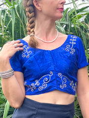The Saila - Spiral Embroidered Saree Top - Up-Cycled Collection
