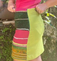 The Choli Skirt In Lime & Hot Pink - Lanka Tropicana & Up-Cycled Collection