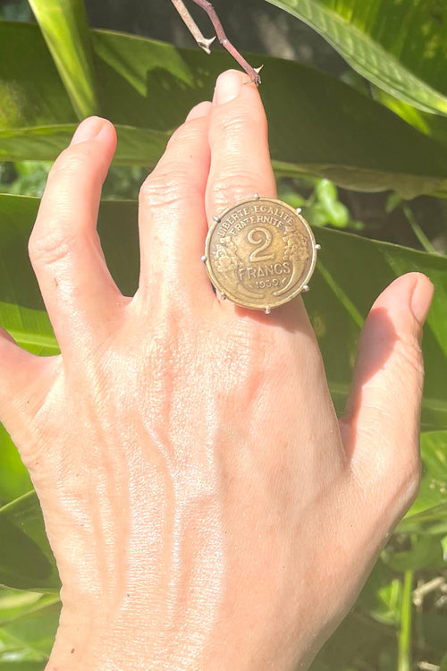 Vintage Coin Silver Ring - Authentic 2 Francs Coin- Ring Made In Sri Lanka