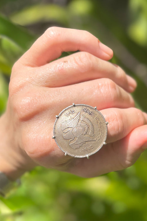 Vintage Coin Silver Ring - Authentic Rare Egyptian Coin- Ring Made In Sri Lanka