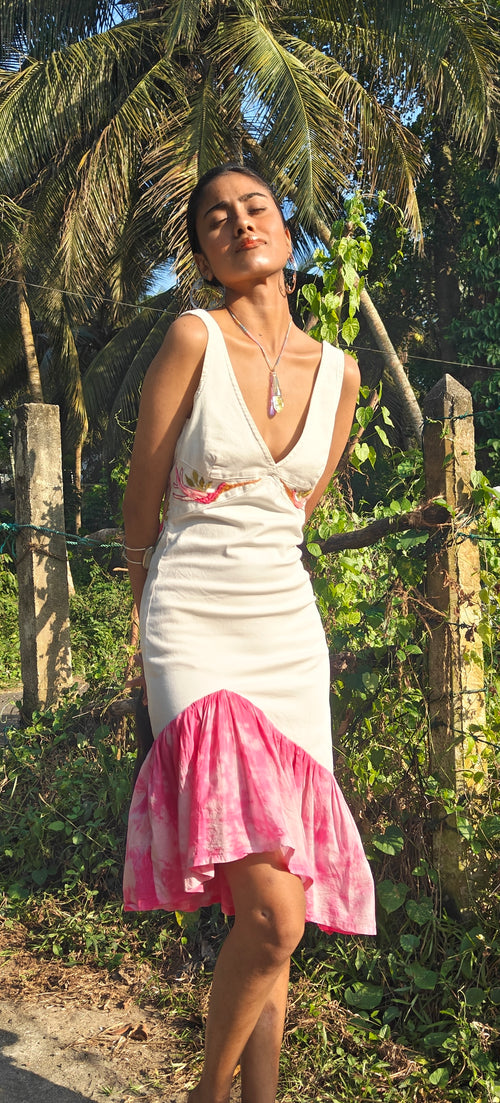Birds Of Paradise Dress - Upcycled & Sri Lankan Artisanal - Paradise In The Village Collection