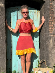 Mauve Halter Top - Upcycled - Golden Retro Riviera Collection