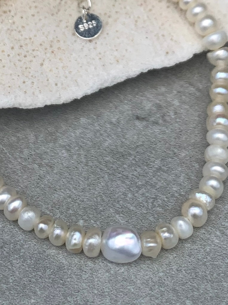 Pearl Bracelet - 100% Genuine Pearls & .925 Silver