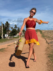 Mauve Halter Top - Upcycled - Golden Retro Riviera Collection