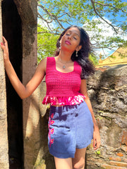 The Senu Embroidered Skort - Lanka Tropicana & Up-Cycled Collection