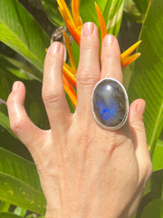 Sri Lankan Labradorite & Silver Ring - Made in Sri Lanka