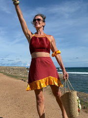 Mauve Halter Top - Upcycled - Golden Retro Riviera Collection