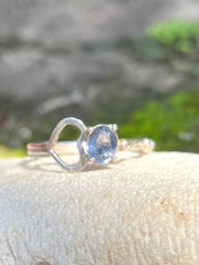 Sri Lankan Blue Spinel Silver Ring With Asymmetrical Heart Design - Made By Kalumali