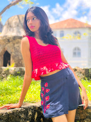 The Senu Embroidered Skort - Lanka Tropicana & Up-Cycled Collection