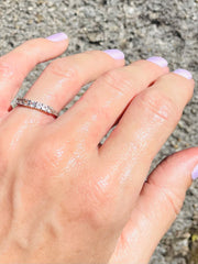 Sri Lankan White Sapphires On Silver Semi-Infinity Ring - Made In Sri Lanka