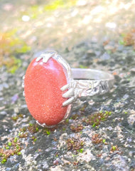 Vintage Afghan Goldstone & Sterling Silver Ring