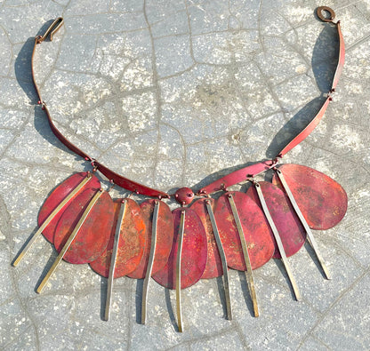 Vintage Stained Copper & Brass Necklace